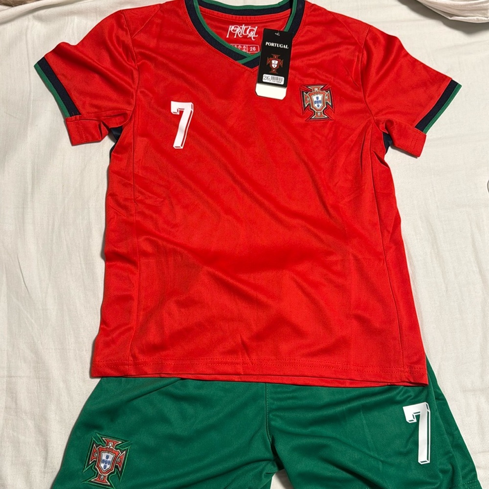 Kids Portugal Ronaldo non brand soccer uniform. NWT.